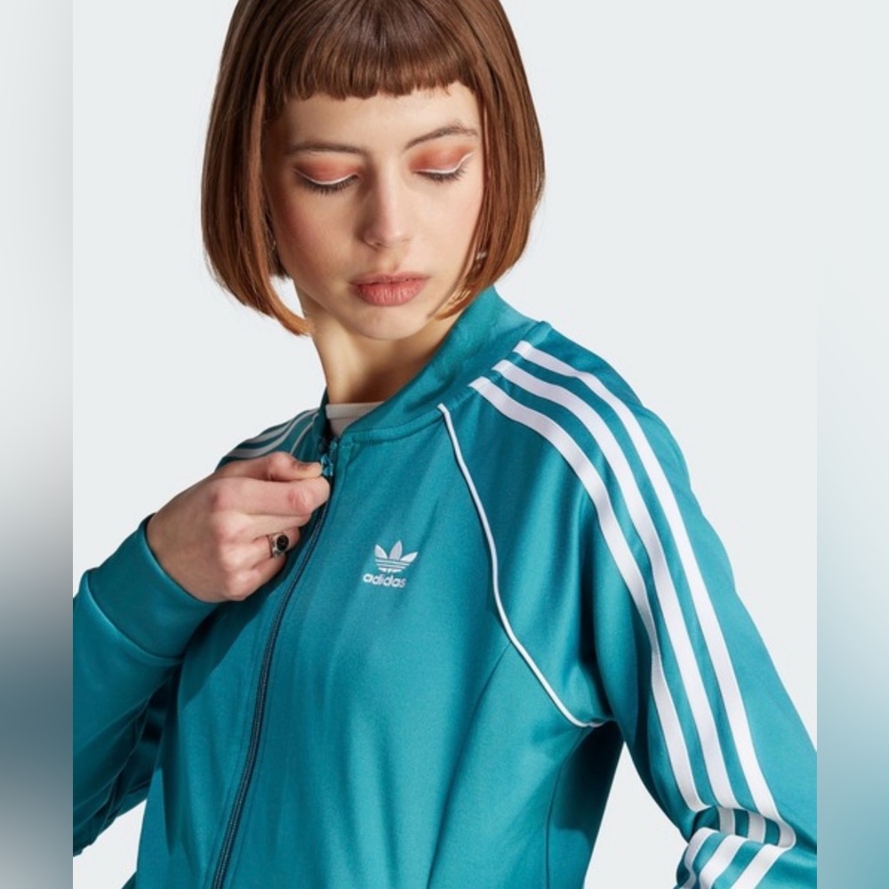 2pcs Adidas Aqua blue Tracksuit with White Accents - Picture 12 of 14